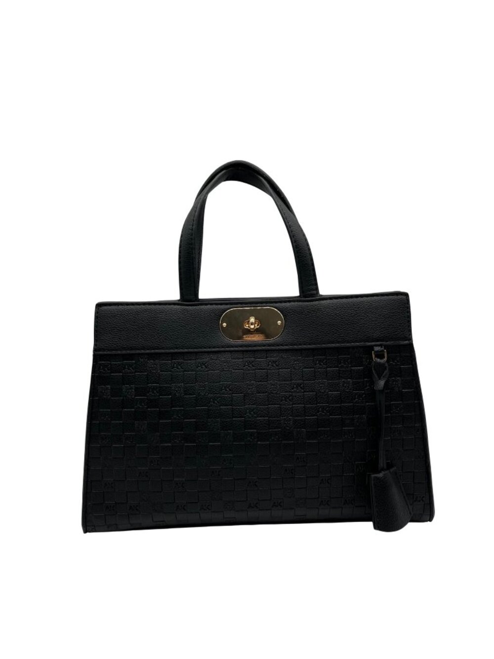 Anne Klein Black Embossed Faux Leather Convertible Satchel
